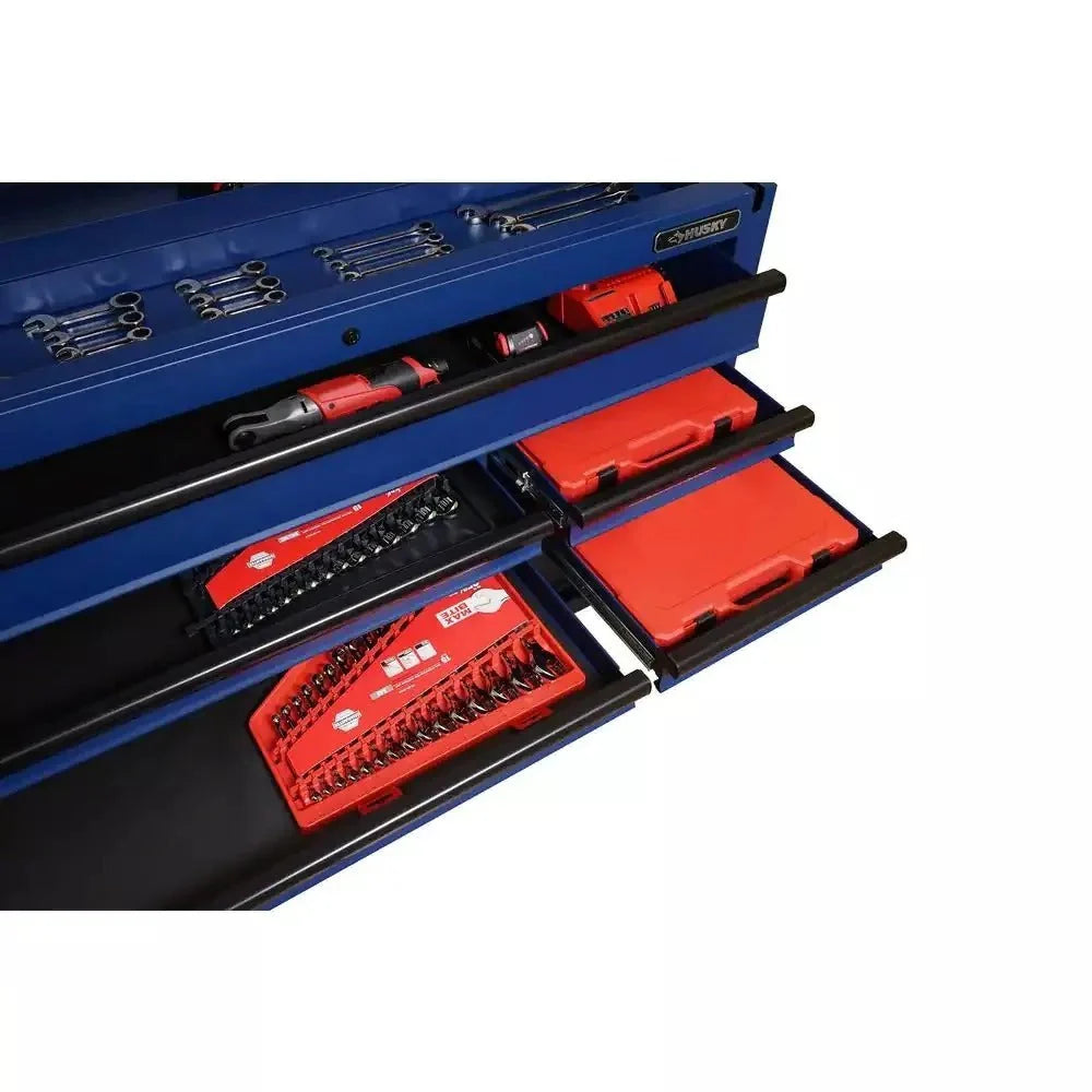 ZenVora 52-Inch 9-Drawer Mobile Workbench with Adjustable Height Wood Top, Heavy Duty Rolling Tool Cabinet
