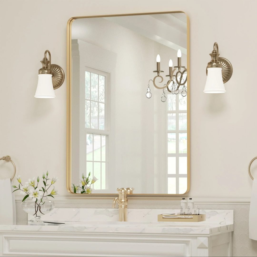 ZenVora Wall Mirror Vanity Mirror, Bathroom Mirror with Rounded Corners, 1 Piece