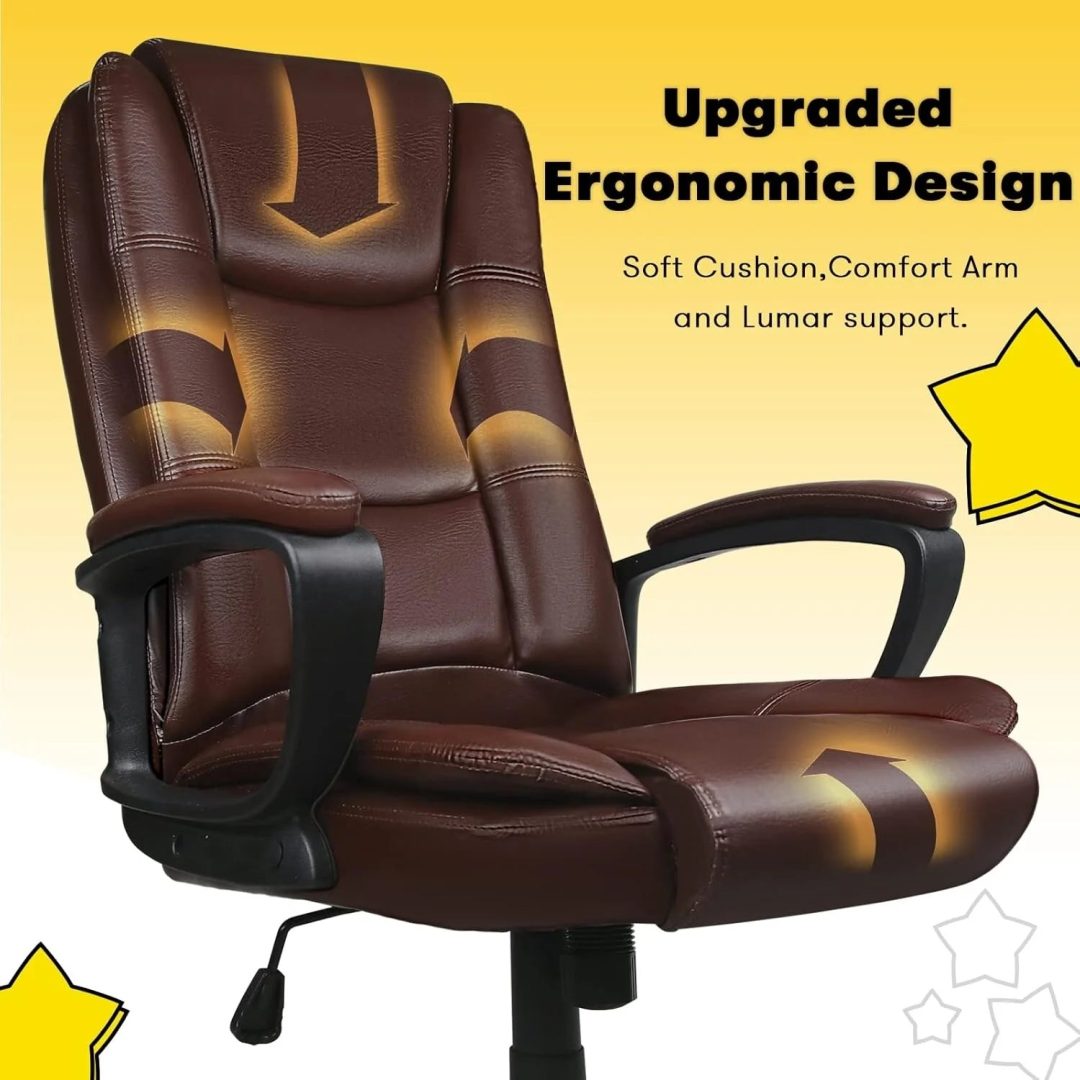 ZenVora Big and Tall Executive Office Chair, High Back Ergonomic Leather Chair, 400 lb Capacity