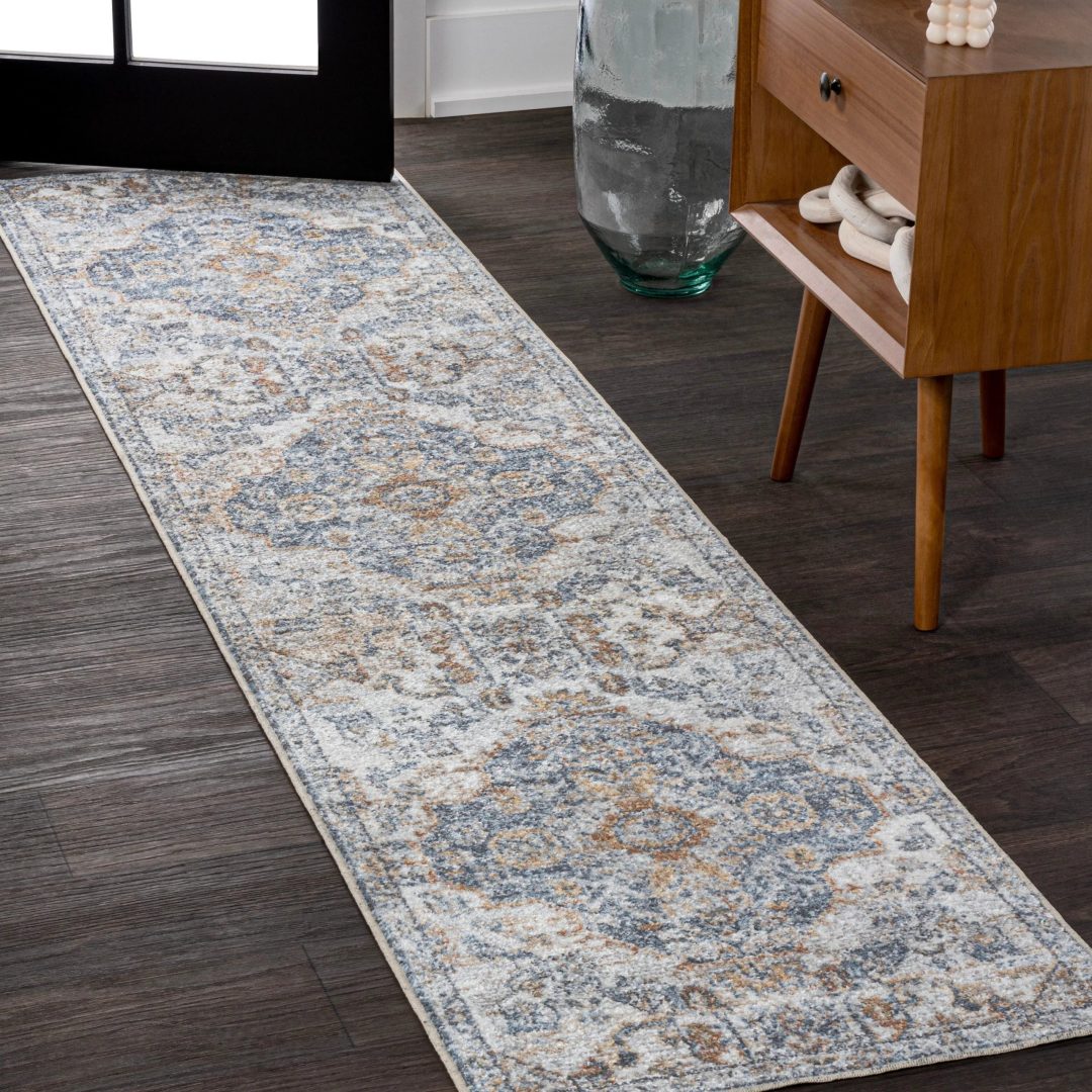 ZenVora Bohemian Medallion Low-Pile Machine-Washable Area Rug, Cream and Terra