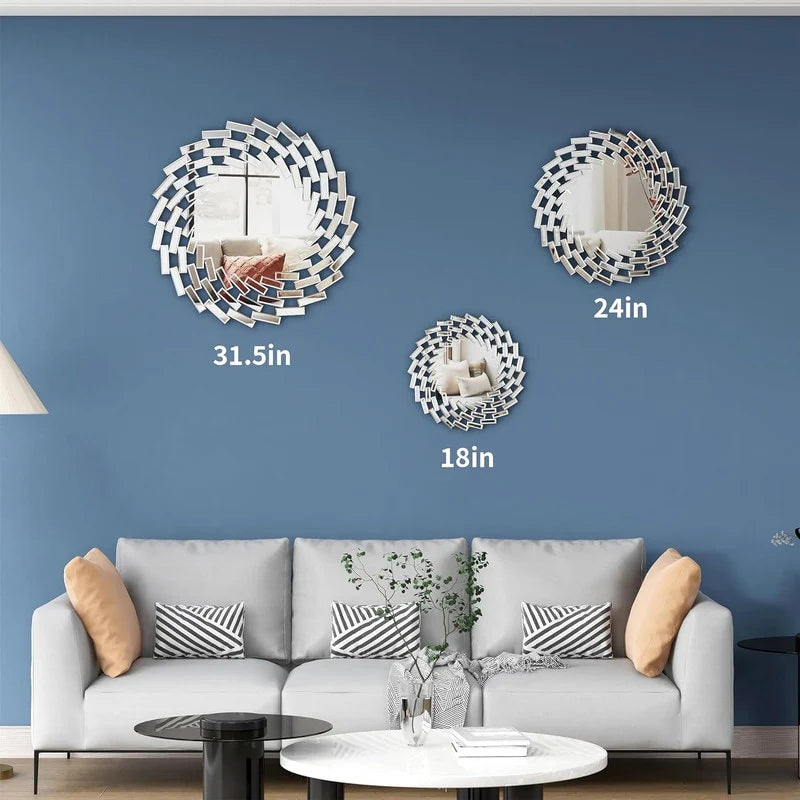 ZenVora Round Sunburst Wall Mirror, Decorative Accent Mirror for Living Room, Bedroom and Entryway Home Decor