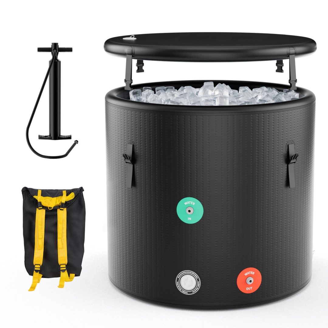 ZenVora 79Gal Cold Plunge Tub – Inflatable Ice Bath with Multi-Layered Construction, Lid & Pump