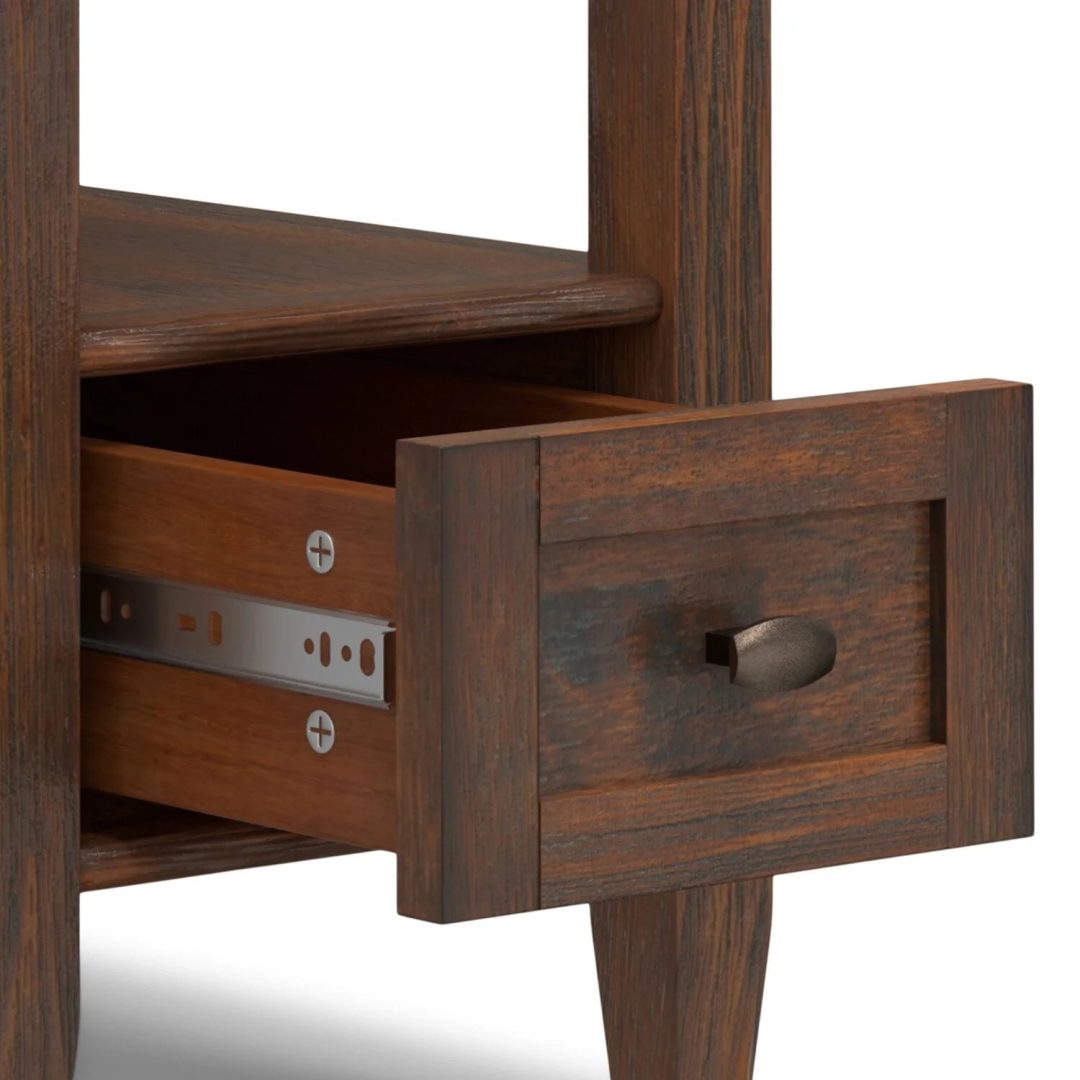 ZenVora 14" Wide Solid Wood Narrow Side Table, Rectangle Transitional Style Accent Table