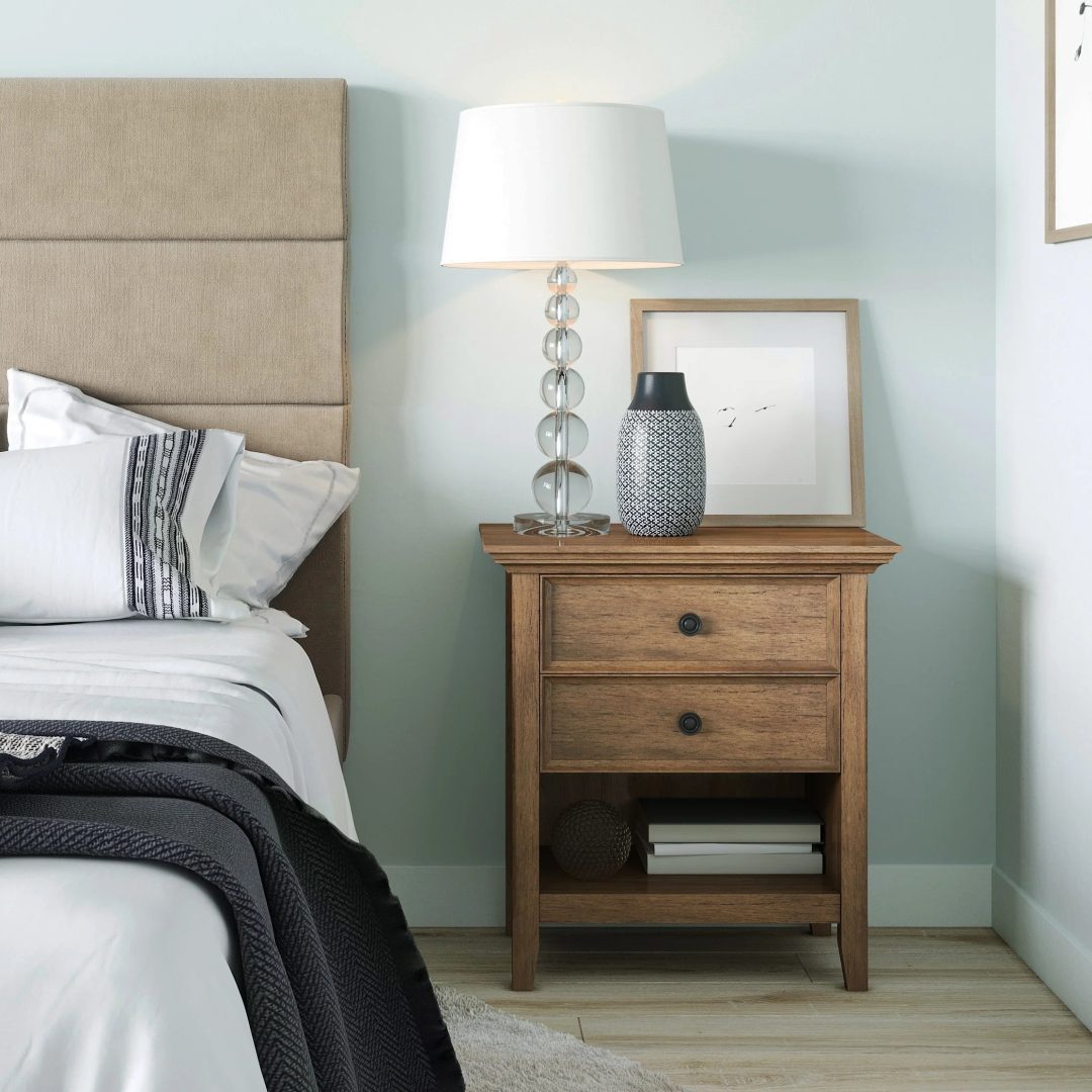 ZenVora 24 Inch Wide Solid Wood Nightstand, Bedside Table and Bedroom End Table