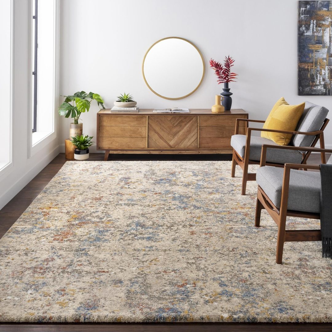 ZenVora Mid-Century Medallion Area Rug, Modern Decorative Pattern Rug for Living Room, Bedroom and Home Decor