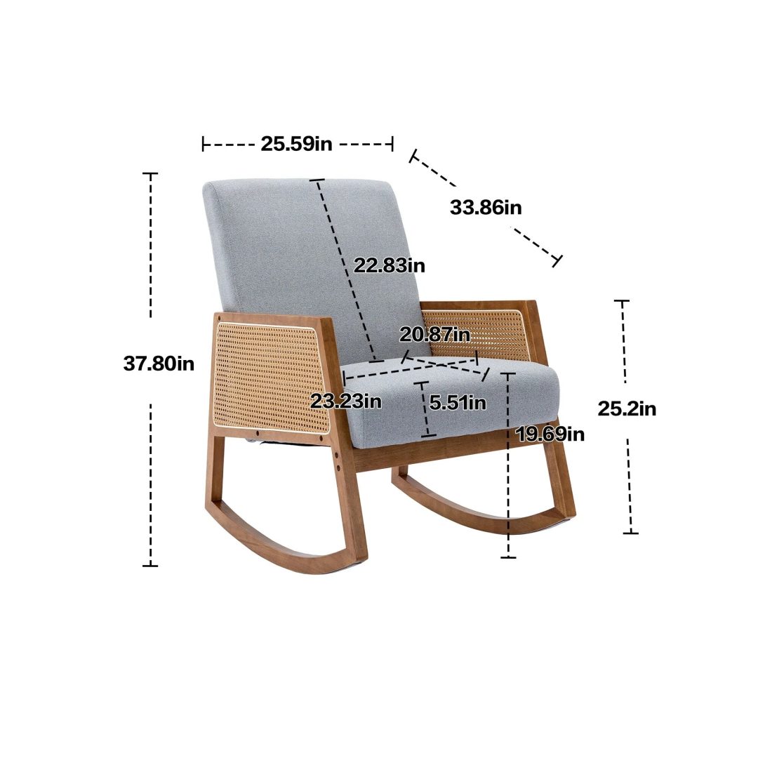 ZenVora Upholstered Tall Back Rocking Chair, Smooth Gliding Accent Armchair for Comfortable Living Room Seating