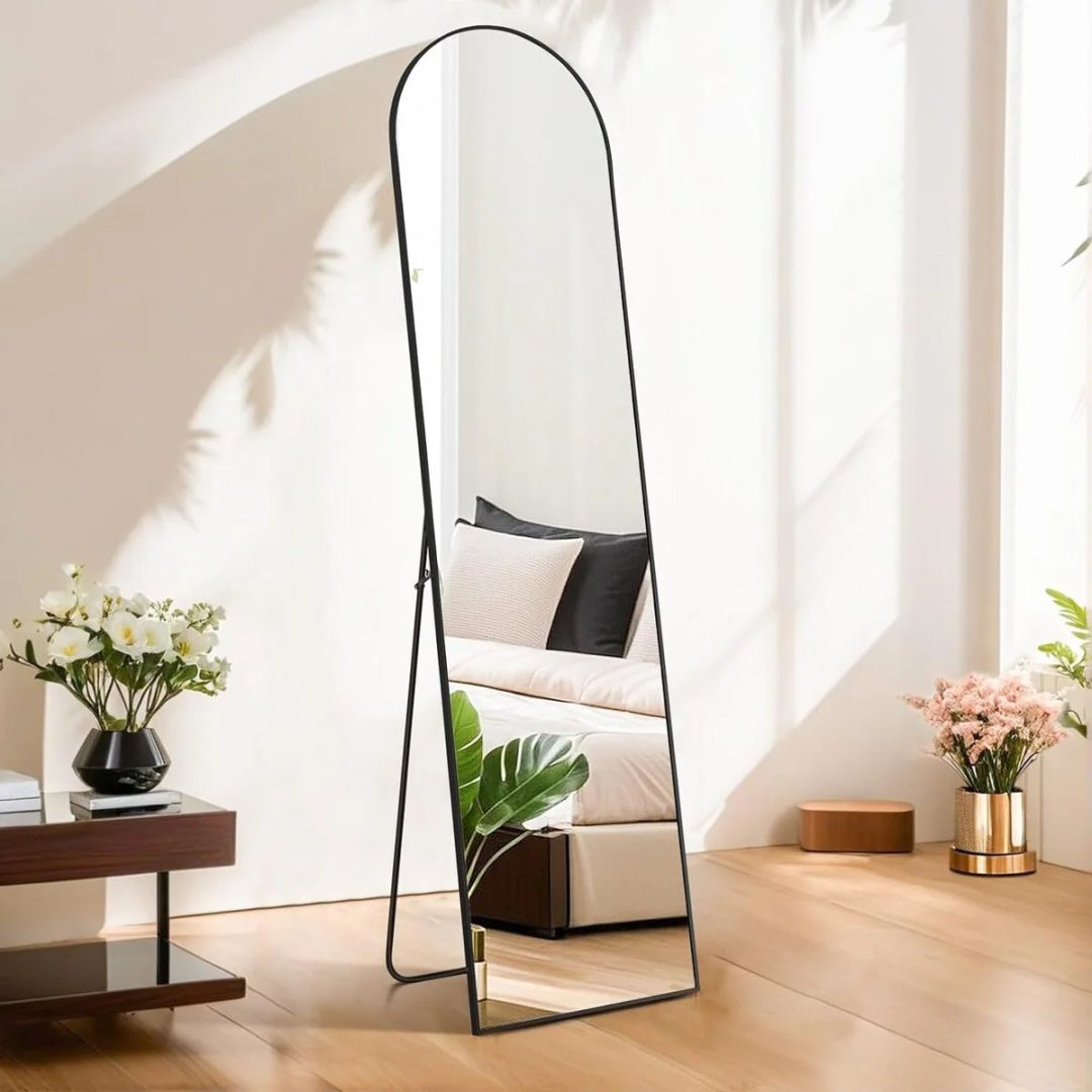 ZenVora Full Length Mirror with Stand, Aluminum Alloy Frame Full Body Floor Mirror for Bedroom and Cloakroom
