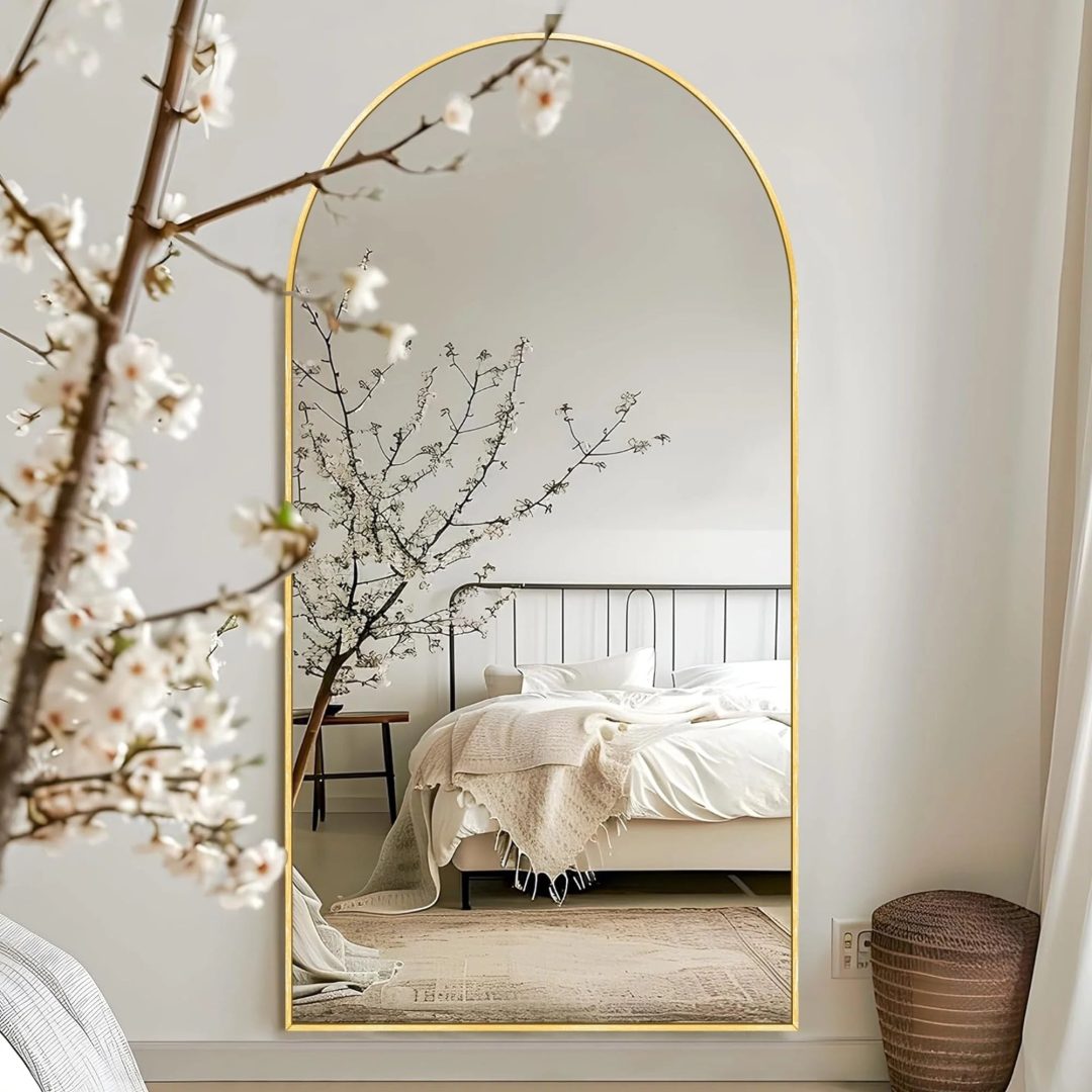 ZenVora Modern Arched Full Length Floor Mirror, Aluminum Alloy Frame Standing Full Body Mirror