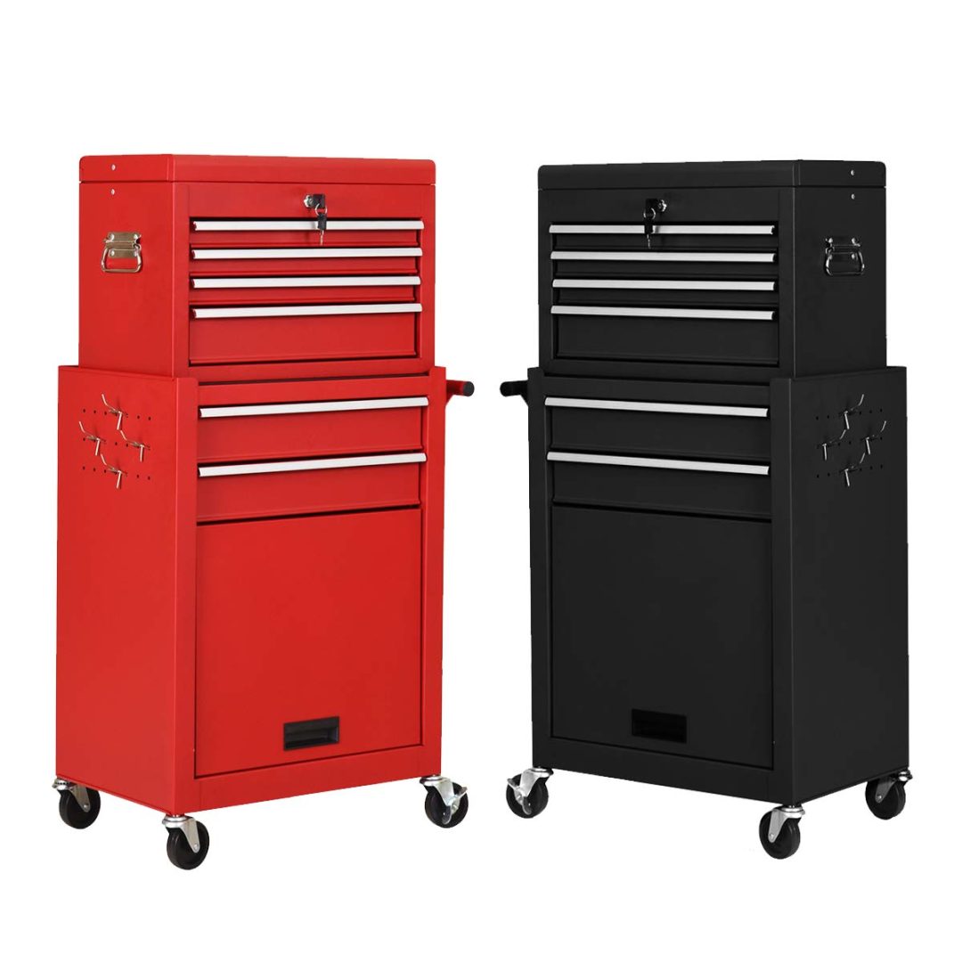 ZenVora 2-Piece 6-Drawer Rolling Tool Chest – Toolbox Set of 2