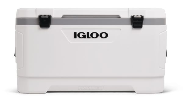 ZenVora Igloo Marine Ultra 100 Qt Cooler, White & Moonscape Hard Side Ice Chest with UV Protection, Fish Ruler & Drain Plug