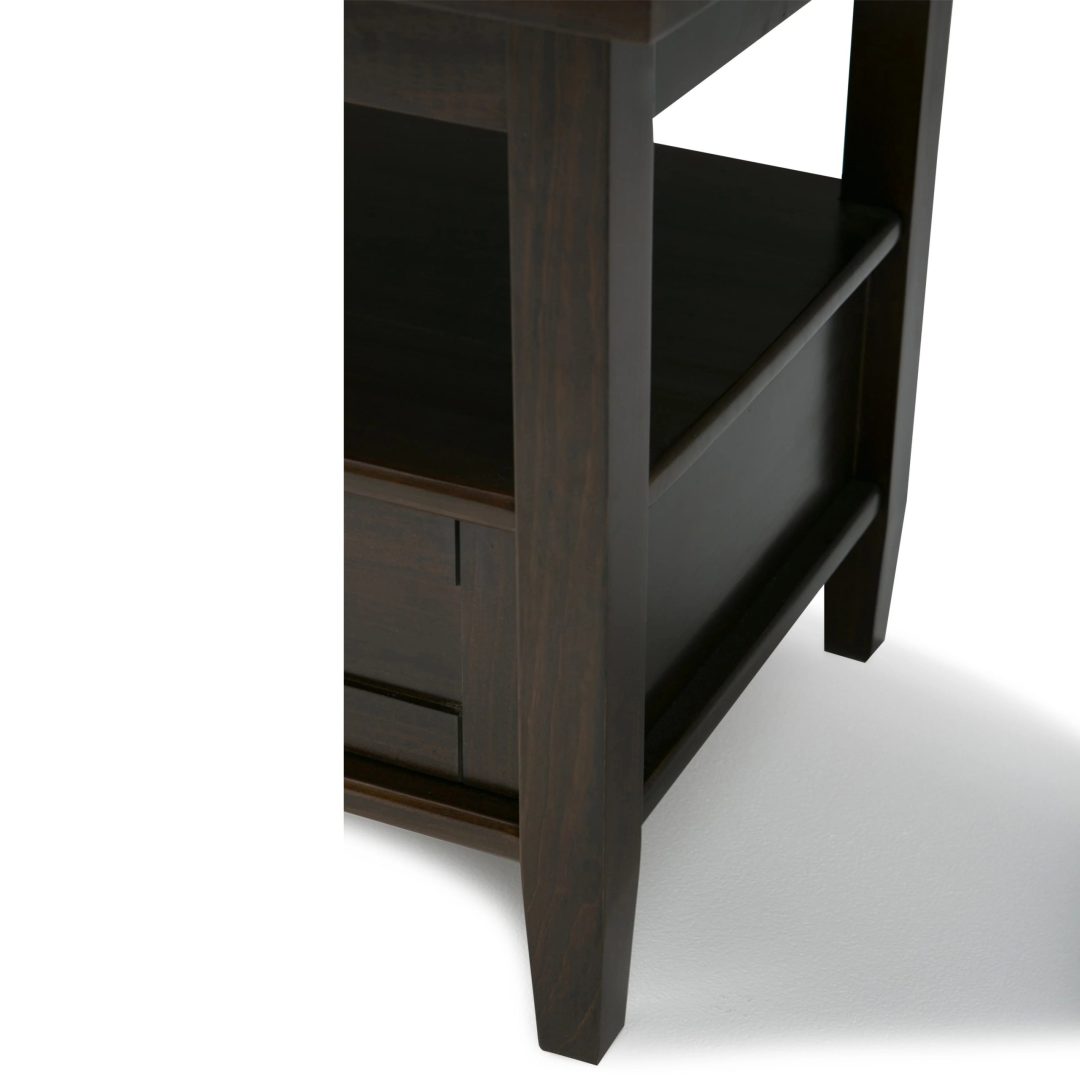 ZenVora 20 Inch Wide Solid Wood Rectangle End Table, Transitional Side Table