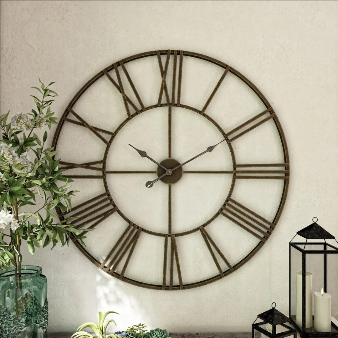 ZenVora Modern Round Metal Wall Clock, Decorative Circular Hanging Clock for Living Room, Bedroom and Office