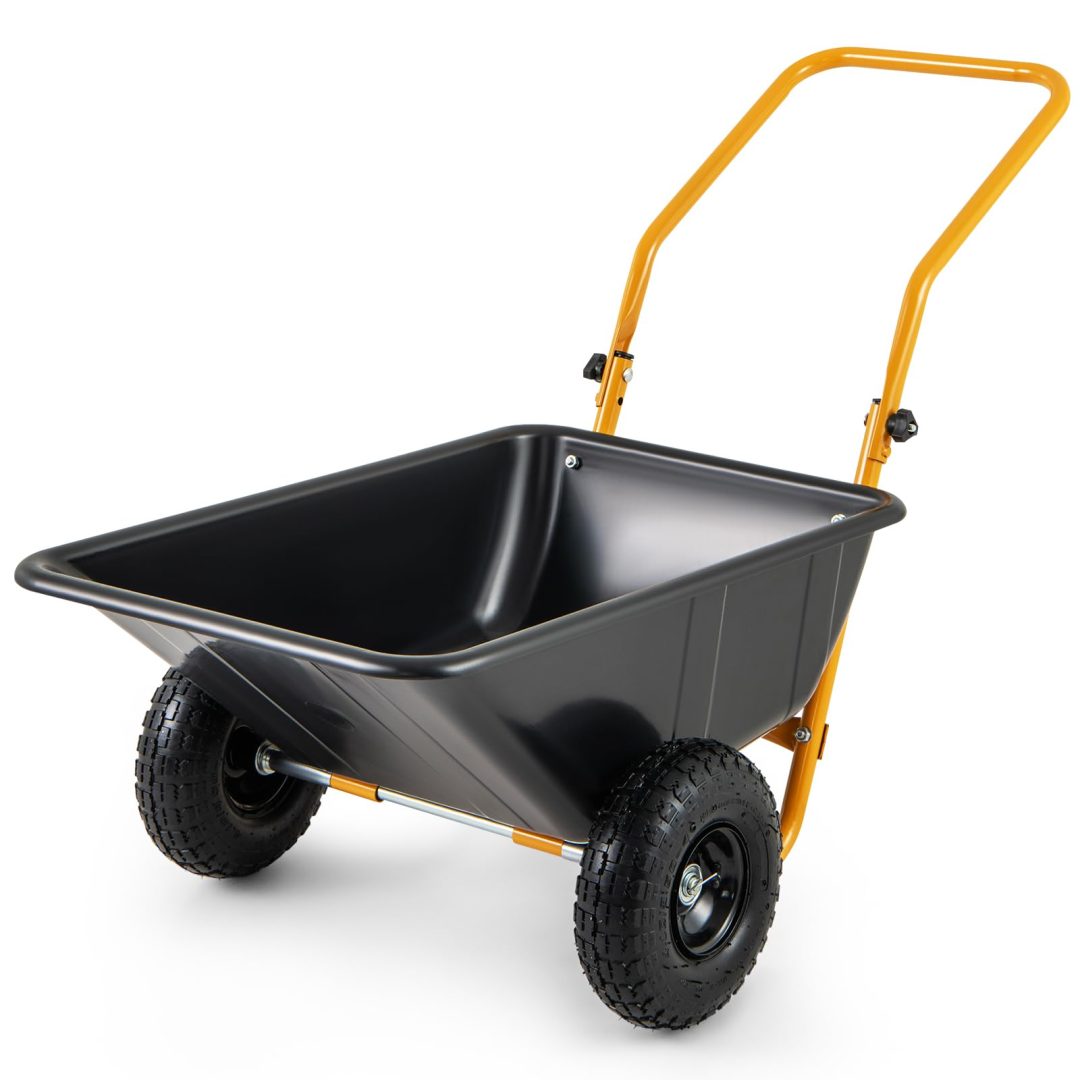 ZenVora Dual-Wheel Wheelbarrow – Heavy-Duty Garden Cart with Pneumatic Tires, 330LBS Capacity