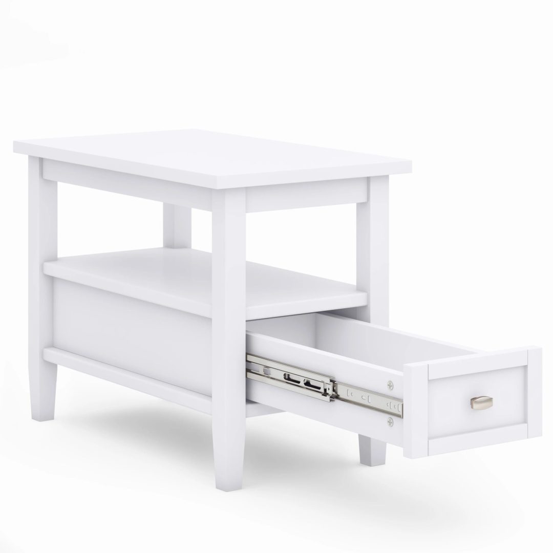ZenVora 14" Wide Solid Wood Narrow Side Table, Rectangle Transitional Style Accent Table