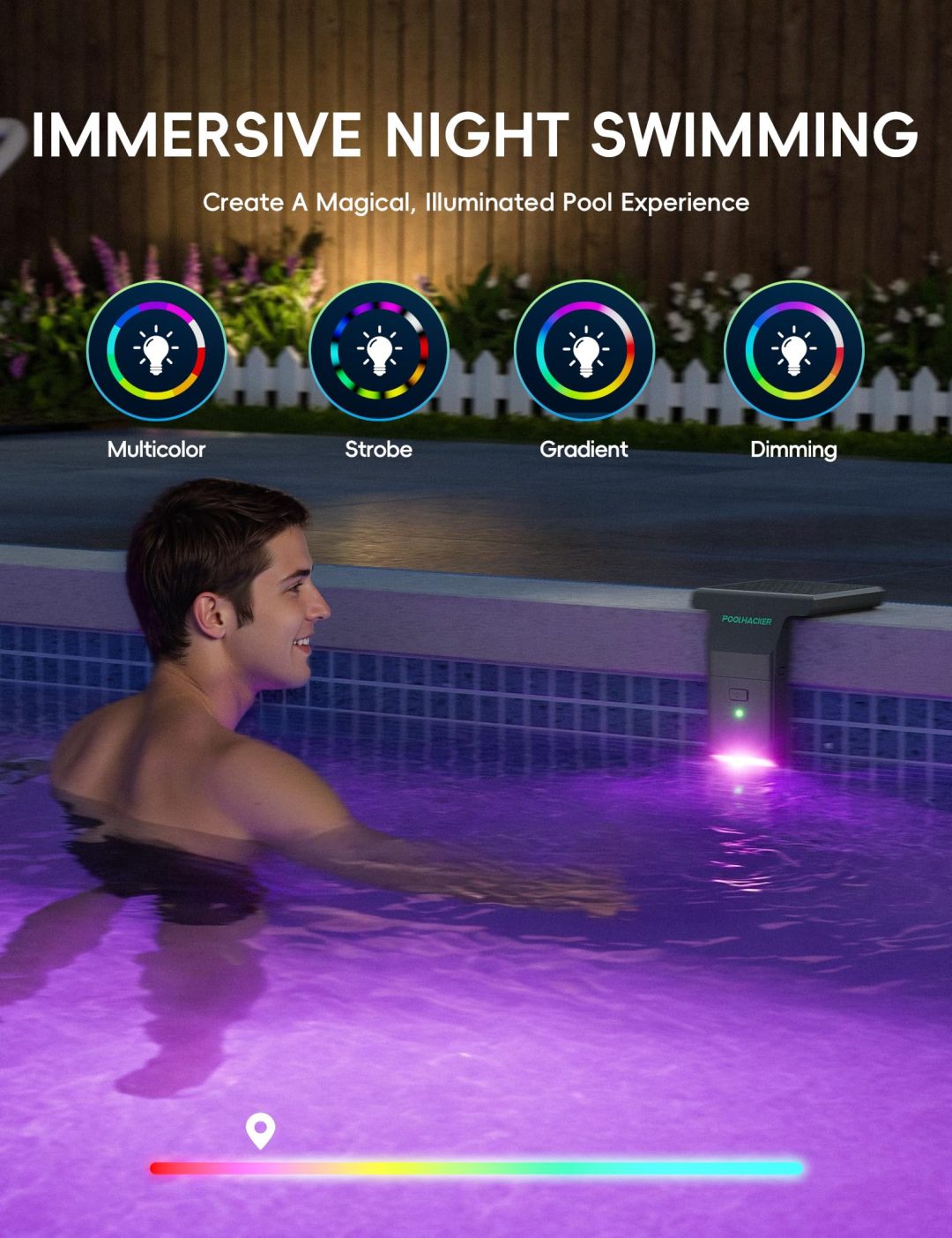 ZenVora Solar Pool Lights for Steel Wall Above Ground Pools, Solar Powered LED Swimming Pool Lighting
