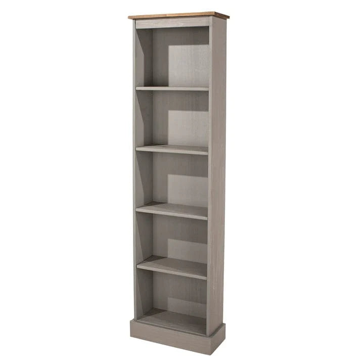 ZenVora Tall Narrow Wood Bookcase, Slim Freestanding Bookshelf for Small Spaces, Home Office and Living Room