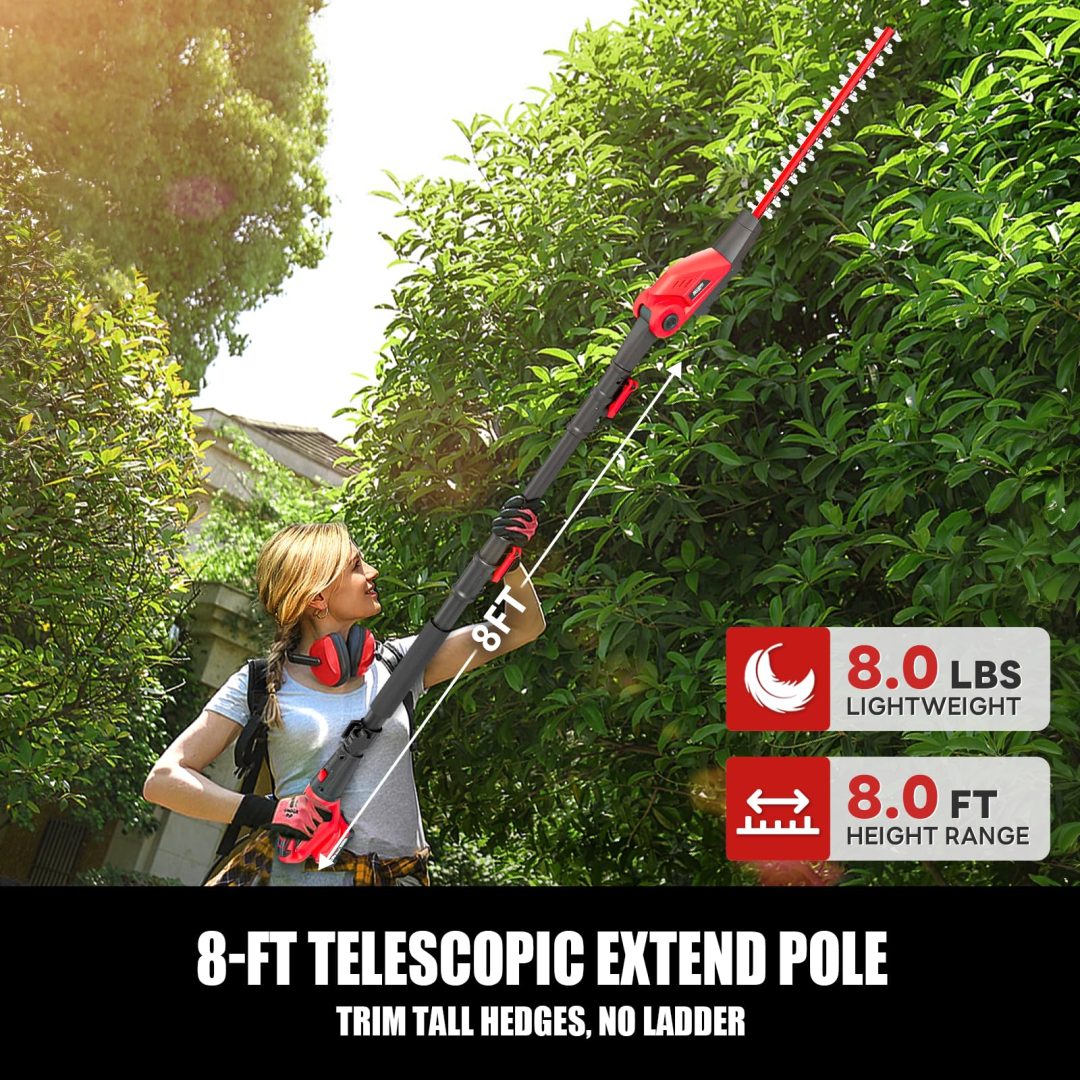 20V MAX Cordless Pole Hedge Trimmer, 2 x 2.0Ah Batteries and Charger Included
