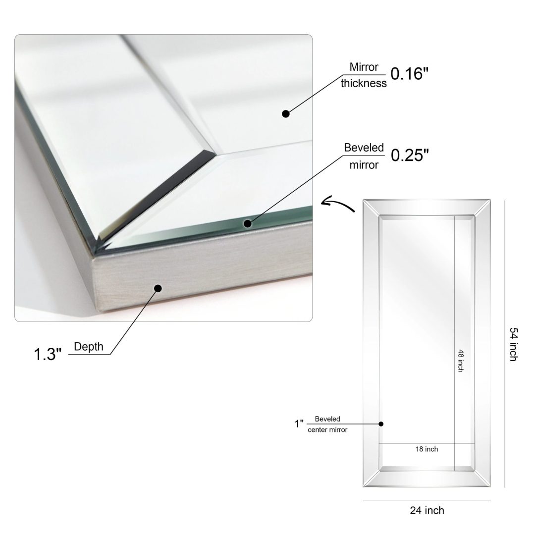 ZenVora Beveled Rectangular Clear HD Wall Mirror, Bathroom Vanity and Bedroom Mirror, 3 Sizes