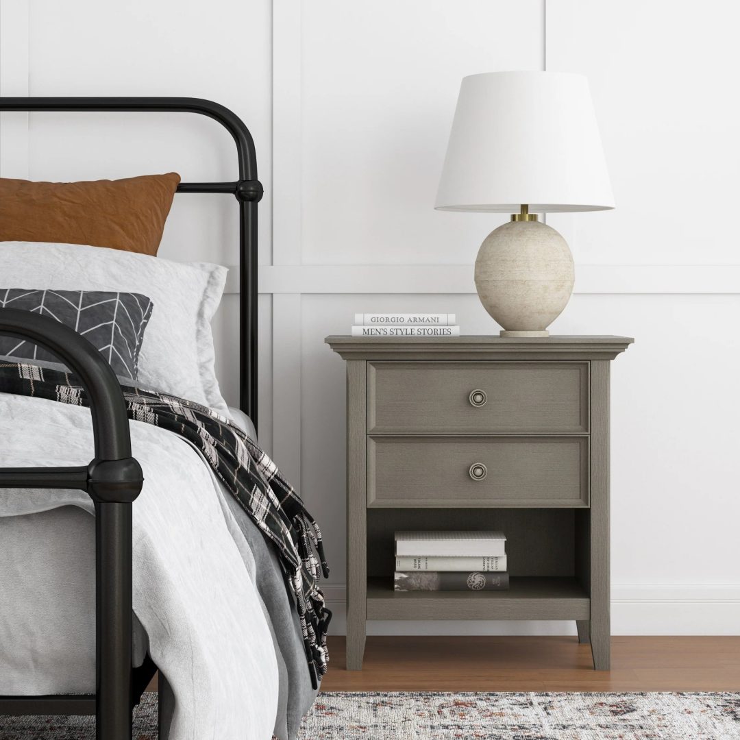 ZenVora 24 Inch Wide Solid Wood Nightstand, Bedside Table and Bedroom End Table