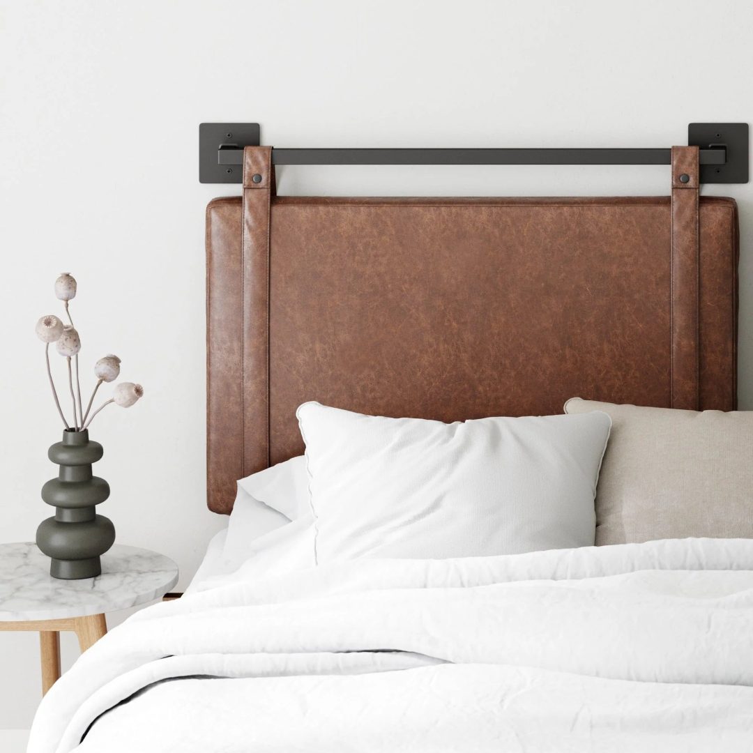 ZenVora Wall Mount Upholstered Headboard with Metal Rail - Modern Bedroom Headboard