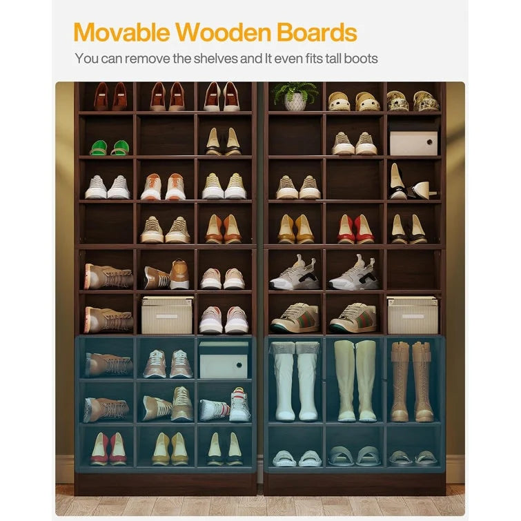 ZenVora 10-Tier Tall Shoe Cabinet, 30-Pair White Wood Shoe Storage Rack for Entryway and Closet