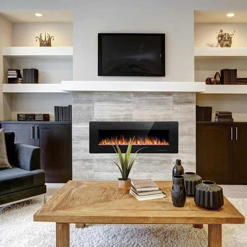 ZenVora Recessed Electric Fireplace Heater, Wall Mounted 750-1500W Fireplace with Remote Control