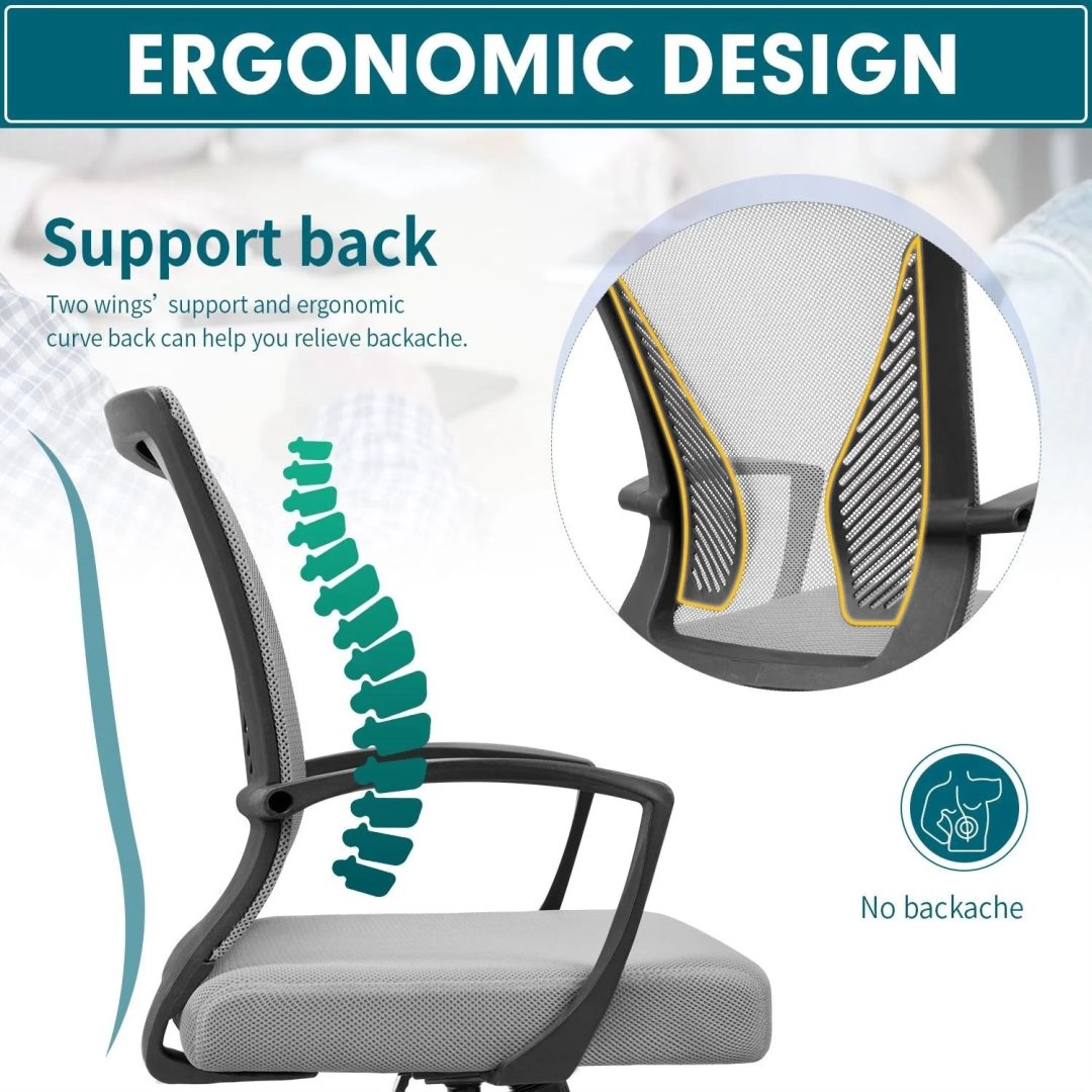 ZenVora Ergonomic Mesh Office Chair with Lumbar Support, Breathable Computer Desk Chair