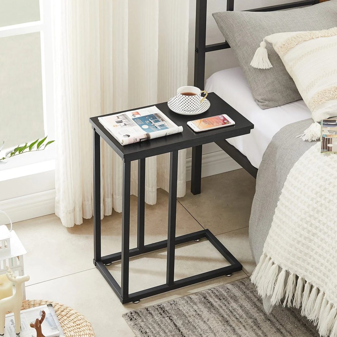 ZenVora Set of 2 C-Shaped Sofa Side Tables, Small End Tables for Living Room, Bedside and TV Tray
