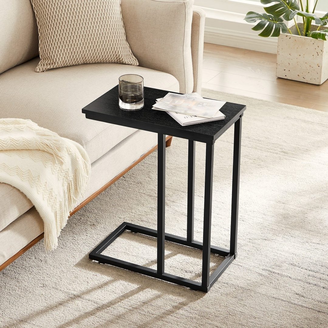ZenVora Set of 2 C-Shaped Sofa Side Tables, Small End Tables for Living Room, Bedside and TV Tray