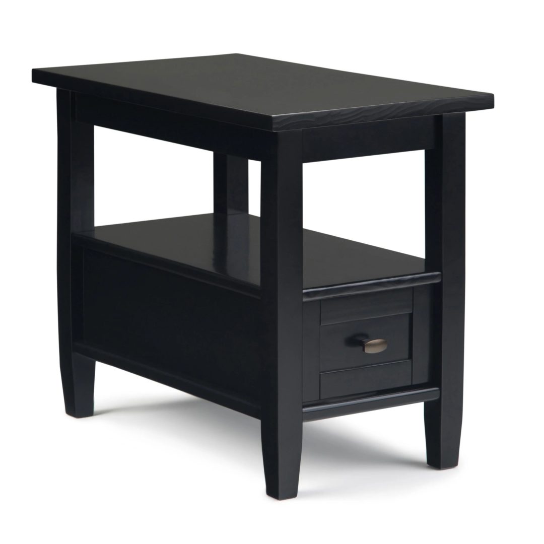 ZenVora 14" Wide Solid Wood Narrow Side Table, Rectangle Transitional Style Accent Table