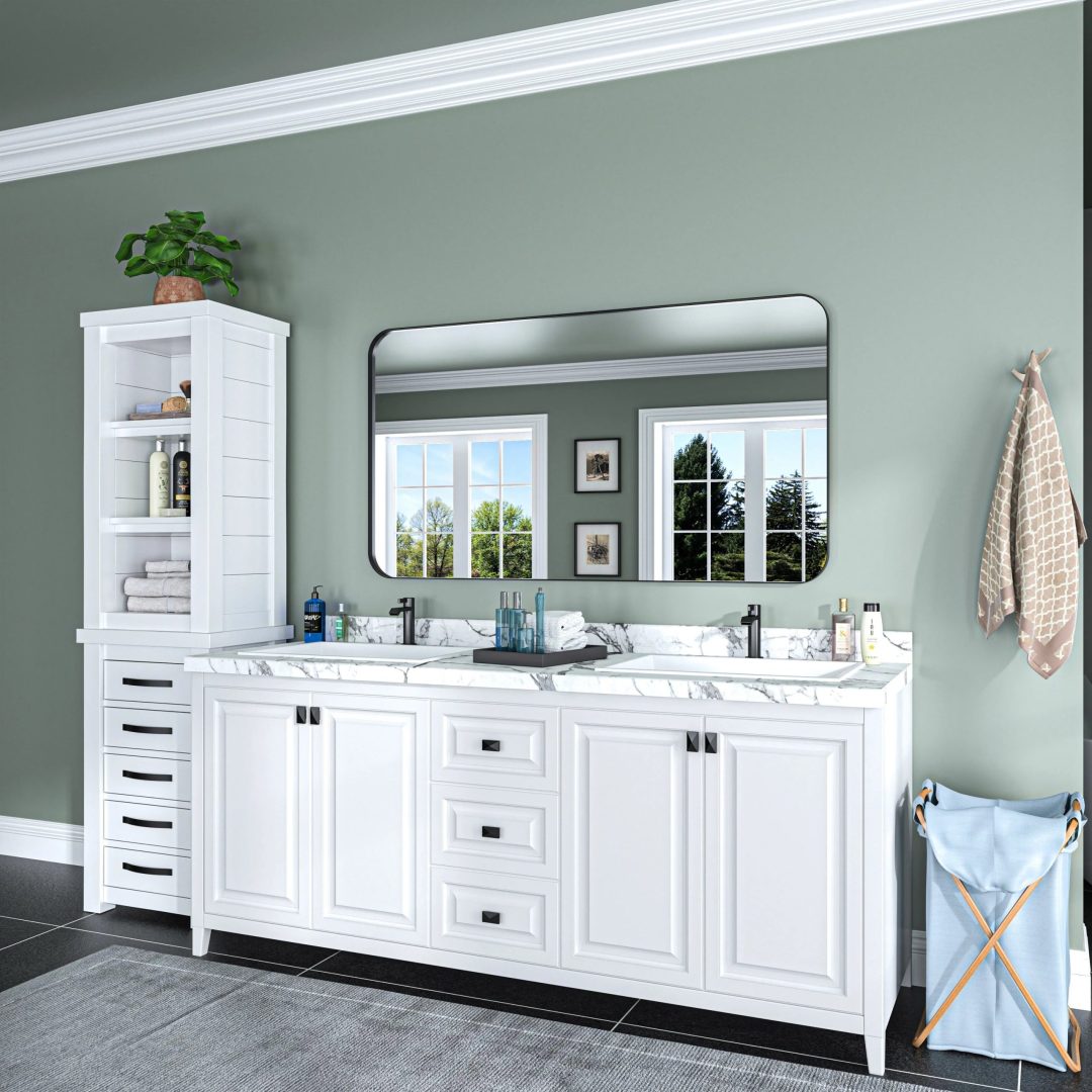 Aluminum Alloy Rounded Corner Vanity Mirror, Modern Wall Mounted Mirror for Bathroom, Bedroom and Home Decor