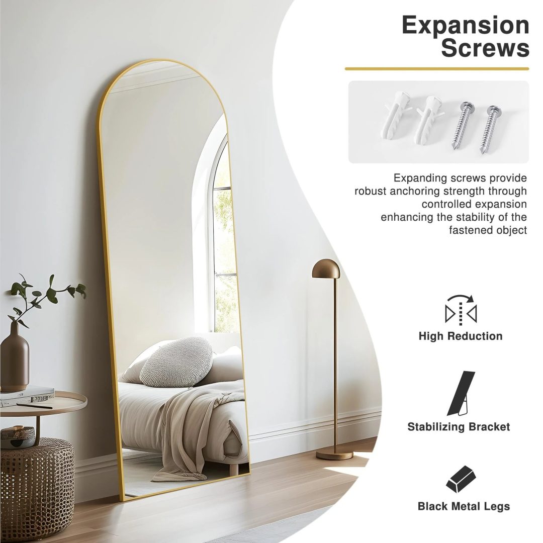 ZenVora Arched Full Length Floor Mirror, Large Full Body Standing and Wall Mounted Mirror for Bedroom, Living Room and Home Decor