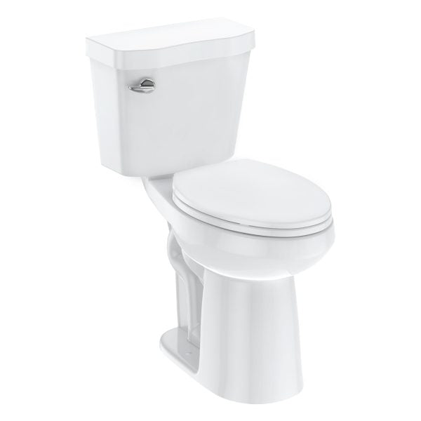 ZenVora Elongated Two-Piece Toilet with Soft Close Seat - 1.28 GPF Siphonic Flush ADA Universal Height Cotton White