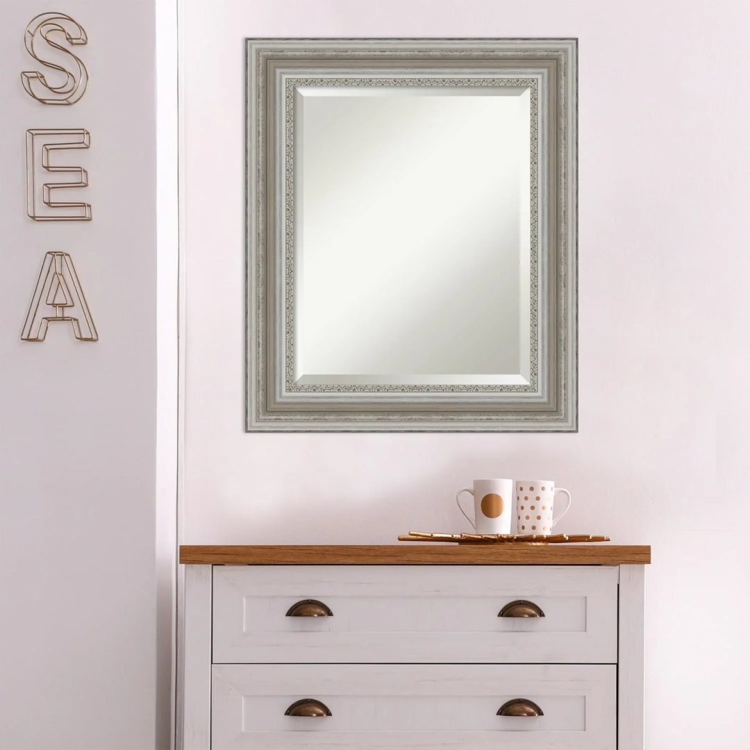 ZenVora Beveled Bathroom Wall Mirror, Silver Frame Decorative Vanity Mirror for Bathroom, Bedroom and Entryway