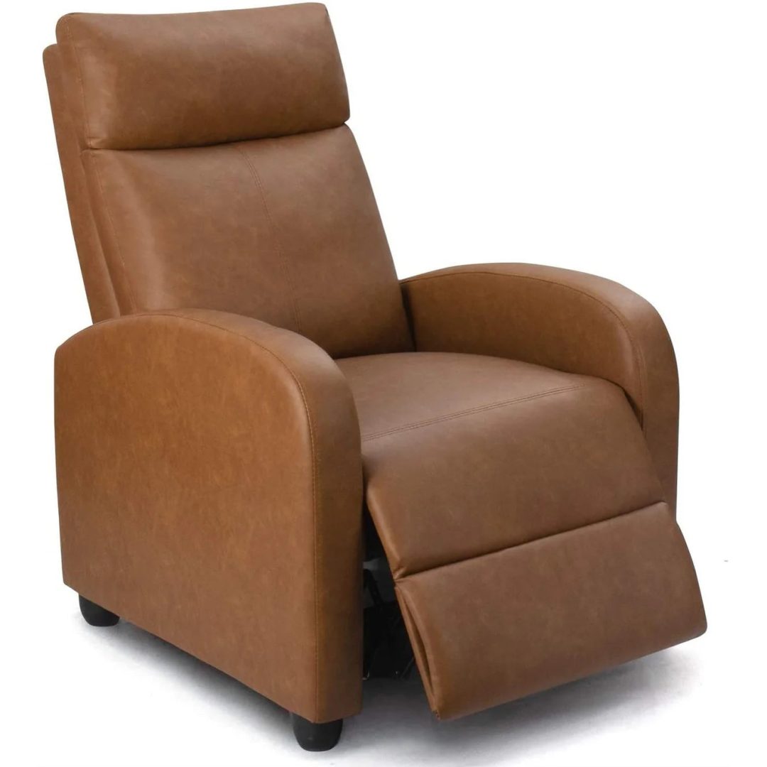 ZenVora PU Leather Recliner Chair, Single Living Room Sofa Lounge Chair with Reclining Function