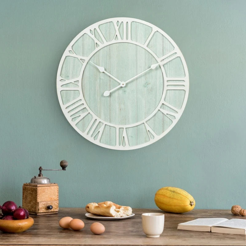ZenVora Green Blue Quartz Coastal Wall Clock, Decorative Nautical Wall Clock for Living Room, Bedroom and Home Decor