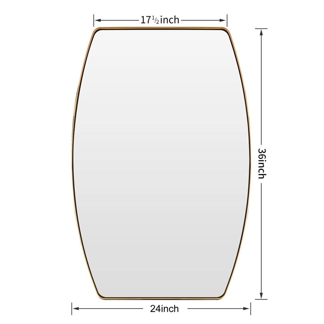 ZenVora Modern Oblong Metal Wall Mirror, Decorative Elongated Hanging Mirror for Living Room, Bedroom and Entryway