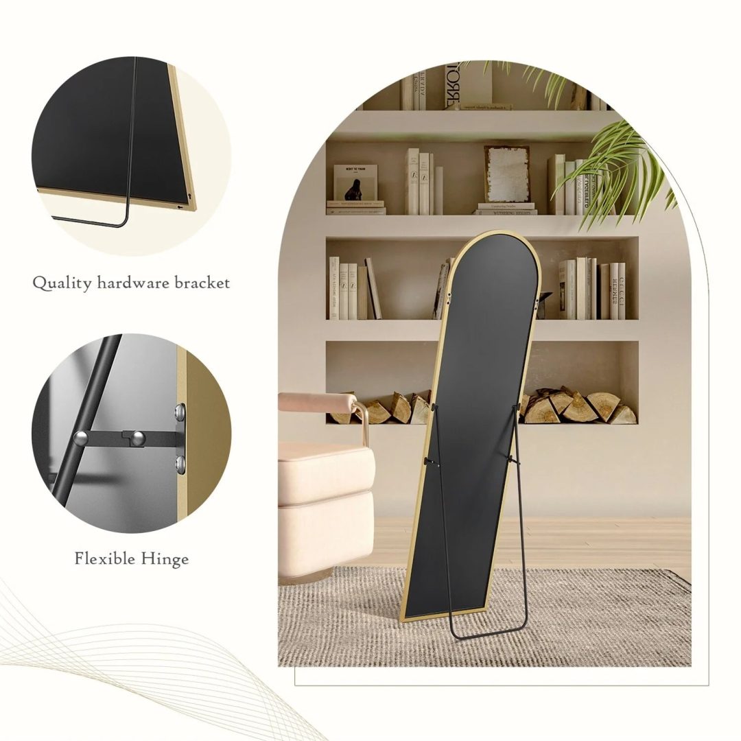 ZenVora Full Length Mirror with Stand, Aluminum Alloy Frame Full Body Floor Mirror for Bedroom and Cloakroom