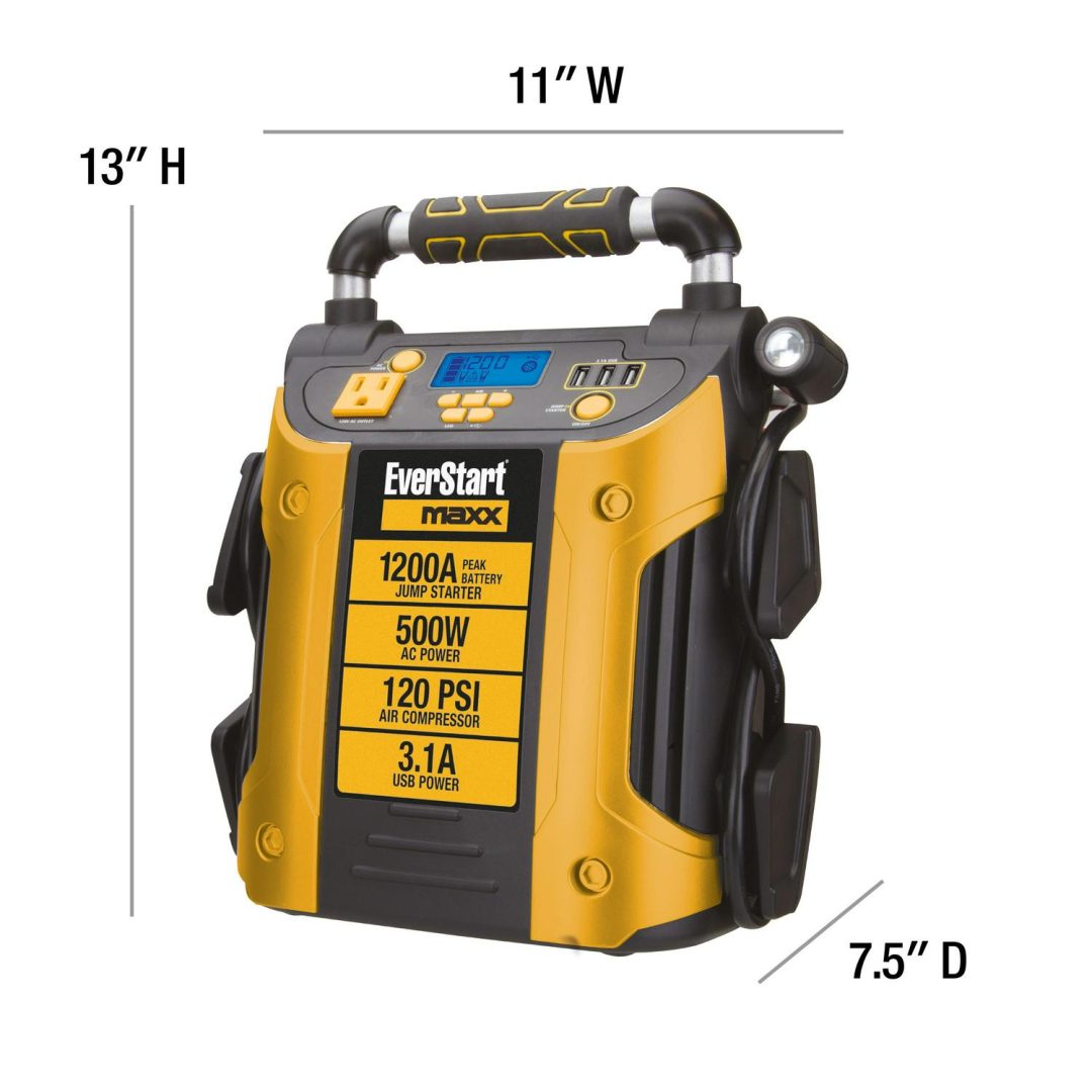ZenVora 1200 Peak Amp Jump Starter & Power Station – 500W Inverter, 120 PSI Compressor