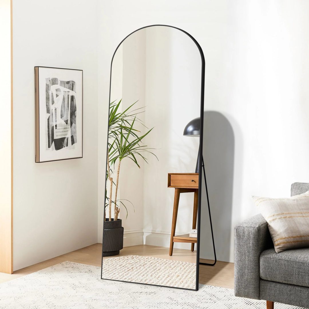 ZenVora 64x21 Full Length Floor Mirror, Large Full Body Aluminum Alloy Frame Standing Mirror with Stand and Wall Mount Option