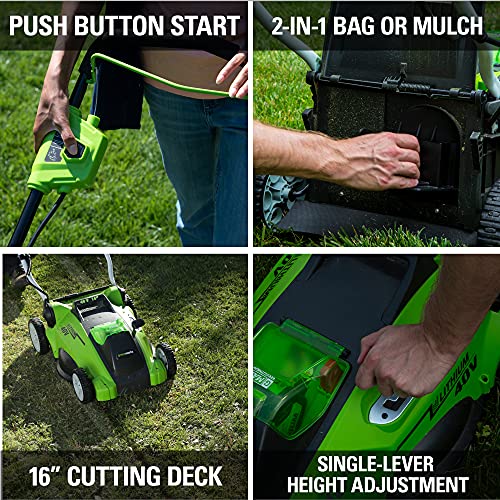 ZenVora 40V 16-Inch Cordless Electric Lawn Mower with 4.0Ah Battery and Charger