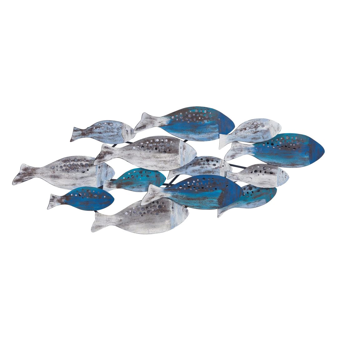 ZenVora Modern Coastal Metal Wall Art, Decorative Fish Wall Sculpture for Living Room, Bedroom and Home Decoration