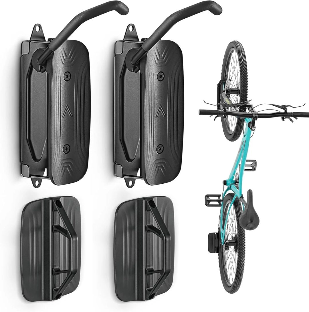 ZenVora 2-Pack Swivel Bike Wall Mount, Garage Bike Hangers, Holds Up to 66 lbs