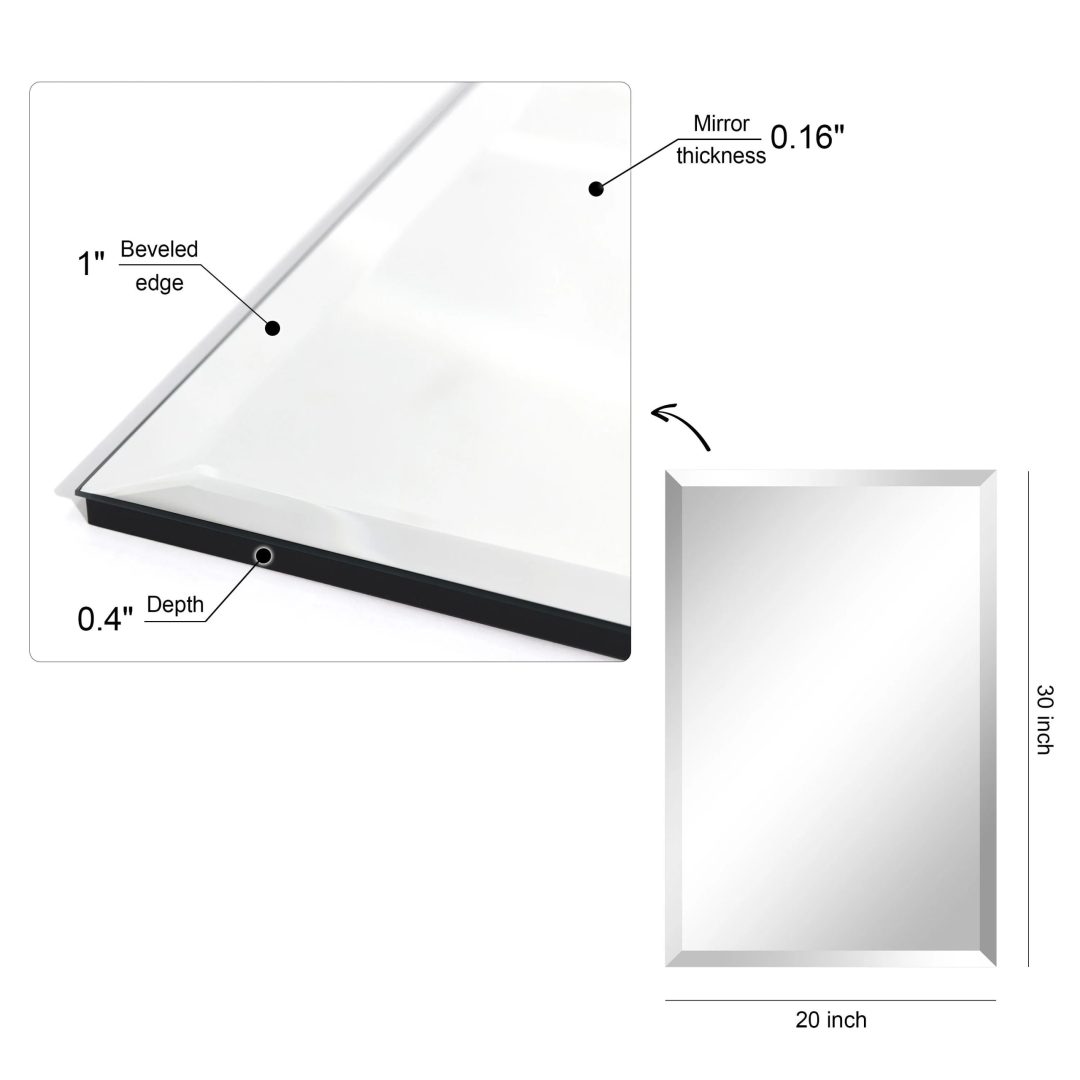 ZenVora Frameless Beveled Prism Wall Mirror, Clear Square or Rectangular Decorative Mirror for Bathroom, Bedroom and Home Decor