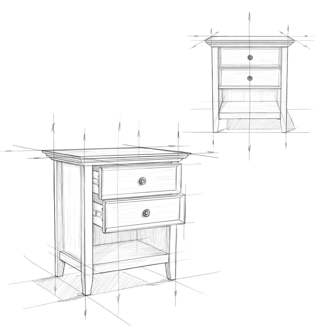 ZenVora 24 Inch Wide Solid Wood Nightstand, Bedside Table and Bedroom End Table