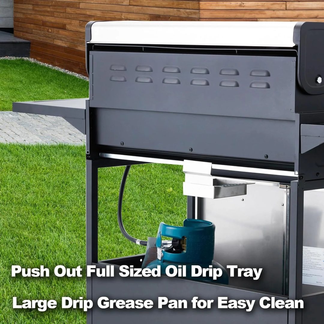 ZenVora 4-Burner Propane Gas Grill with Cast Iron Grates, Side Stove and 44,000 BTU Stainless Steel Burners
