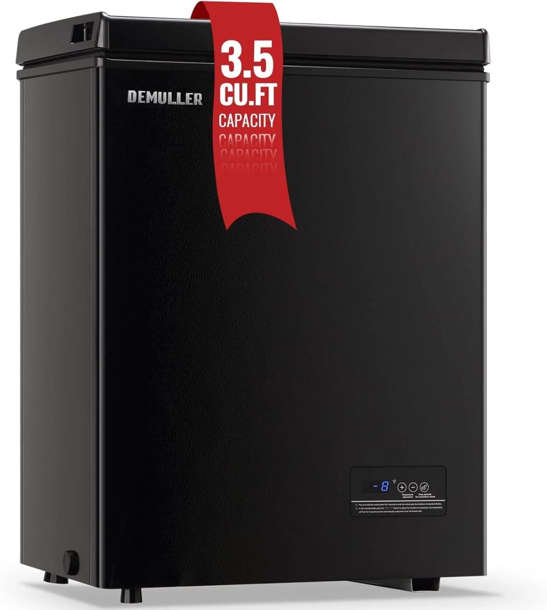 ZenVora 5.0 Cu. Ft. Chest Freezer with 2 Removable Stainless Steel Baskets, Electronic Control, 41°F to -15°F, Black