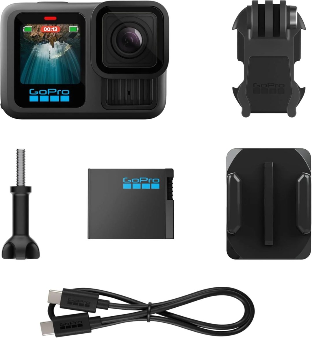 ZenVora Waterproof Action Camera, 5.3K 60FPS Video, 27MP Photos, Wide-Angle Lens Compatibility, Black