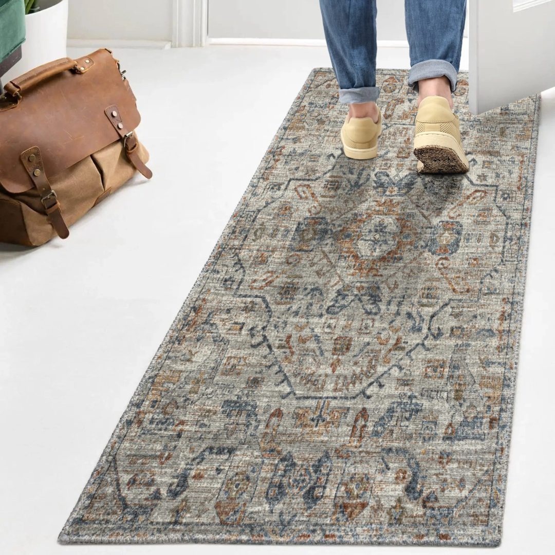 ZenVora Bohemian Medallion Low-Pile Machine-Washable Area Rug, Cream and Terra