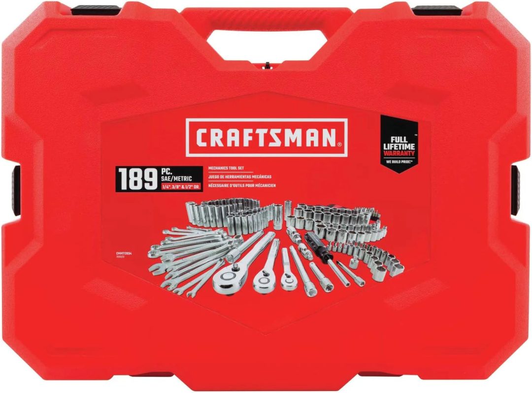 ZenVora 189-Piece Mechanics Tool Set, 1/4-Inch and 3/8-Inch Drive